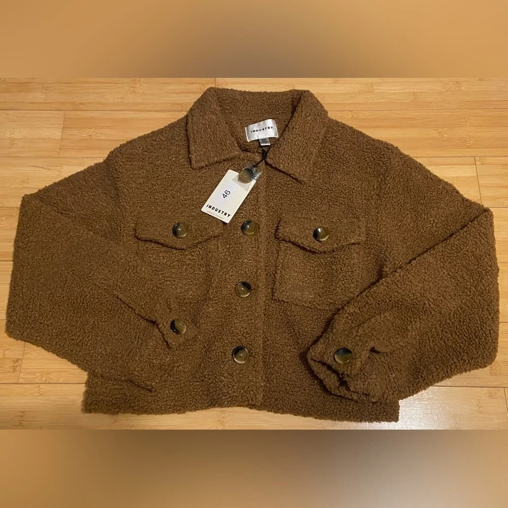 Industry Brown Teddy Bear Cropped Jacket NWT Size Medium